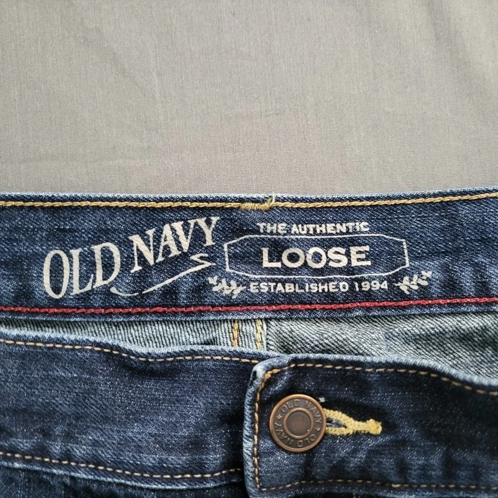 Old Navy Mens The Authentic Loose Fit Dark Wash Denim Blue Jeans 40x30 Y2K Skate